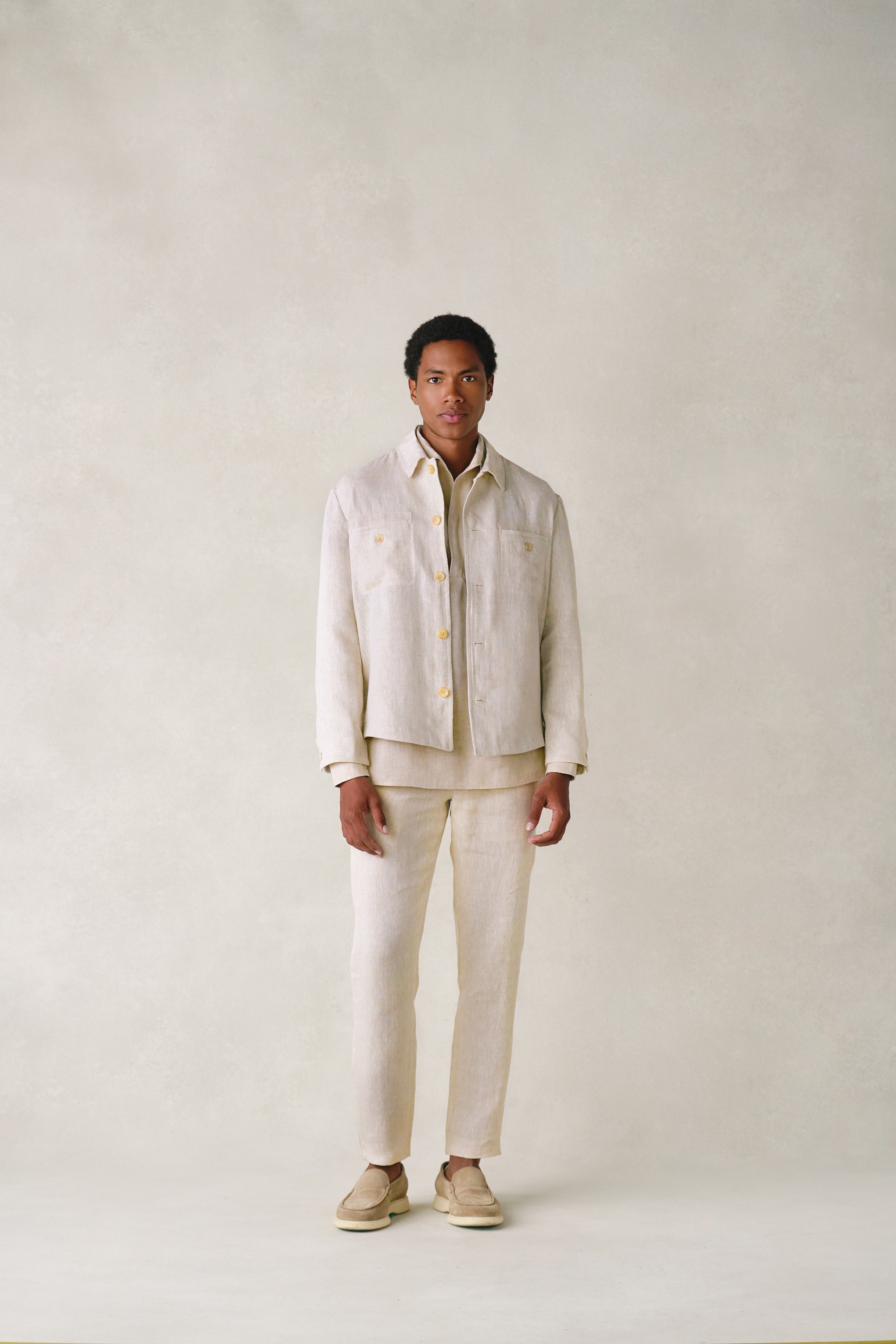 Jakarta Jacket in Desert Sand Beige Linen – Bilson Studio