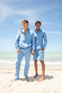 Positano Shorts in Aegean Blue Linen