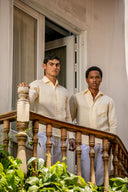 Chemise Shanghai en lin jaune miel de Toscane