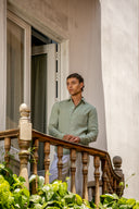 Shanghai Shirt in Forest Green Linen