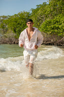 Hanoi Hoodie in Dusty Rose Linen