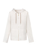 Havana Hoodie in Beige Desert Sand and Snow White Stripes Linen