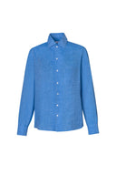 Chemise Shanghai en lin bleu égéen