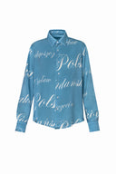 Singapore Shirt in Aegean Blue Printed Silk