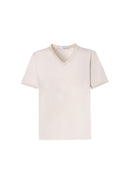 Tunis V-Neck T-shirt in Desert Sand Beige Cotton