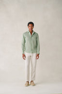 Shanghai Shirt in Forest Green Linen
