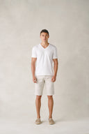 T-shirt col V Tunis en coton blanc neige