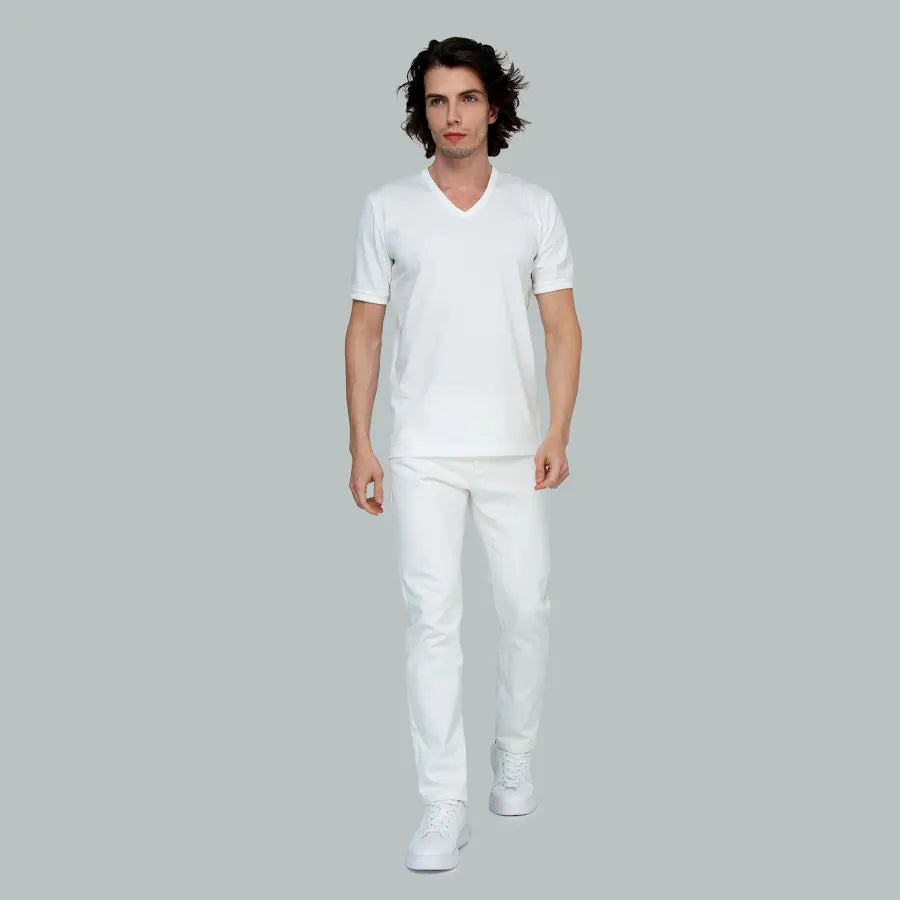 TUNIS V-Neck T-shirt (Snow White)