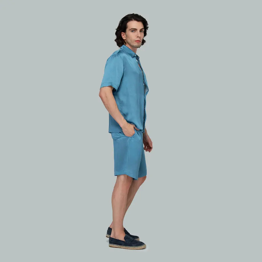 PALERMO Silk Shorts (Aegean Blue)