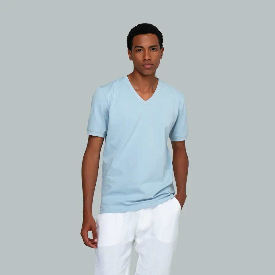 TUNIS V-Neck T-shirt (Light Blue)