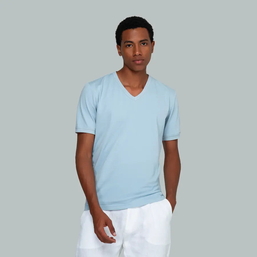 TUNIS V-Neck T-shirt (Light Blue)