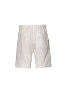 Positano Shorts in Desert Sand Beige and Snow White Stripes Linen