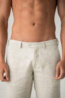 Pantalon Porto en lin beige sable du désert