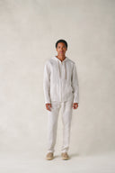 Pretoria Pants in Desert Sand Beige and Snow White Stripes Linen