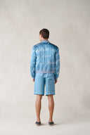 Jacmel Reversible Jacket in Aegean Blue Printed Silk