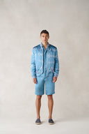 Jacmel Reversible Jacket in Aegean Blue Printed Silk