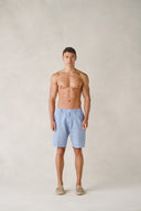 Positano Shorts in Aegean Blue Linen