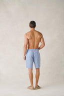 Positano Shorts in Aegean Blue Linen
