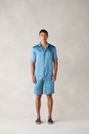 Palermo Shorts in Aegean Blue Silk