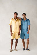 Palermo Shorts in Aegean Blue Silk