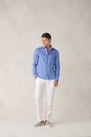 Shanghai Shirt in Aegean Blue Linen