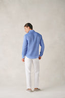 Shanghai Shirt in Aegean Blue Linen