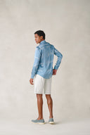 Singapore Shirt in Aegean Blue Printed Silk