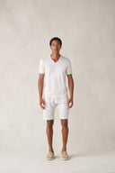 T-shirt col V Tunis en coton beige sable du désert