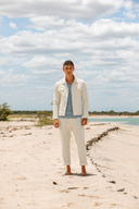 Pienzo Pants in Sea Salt Mint Cotton