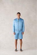 Jacmel Reversible Jacket in Aegean Blue Printed Silk