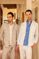 Tunis V-Neck T-shirt in Snow White Cotton